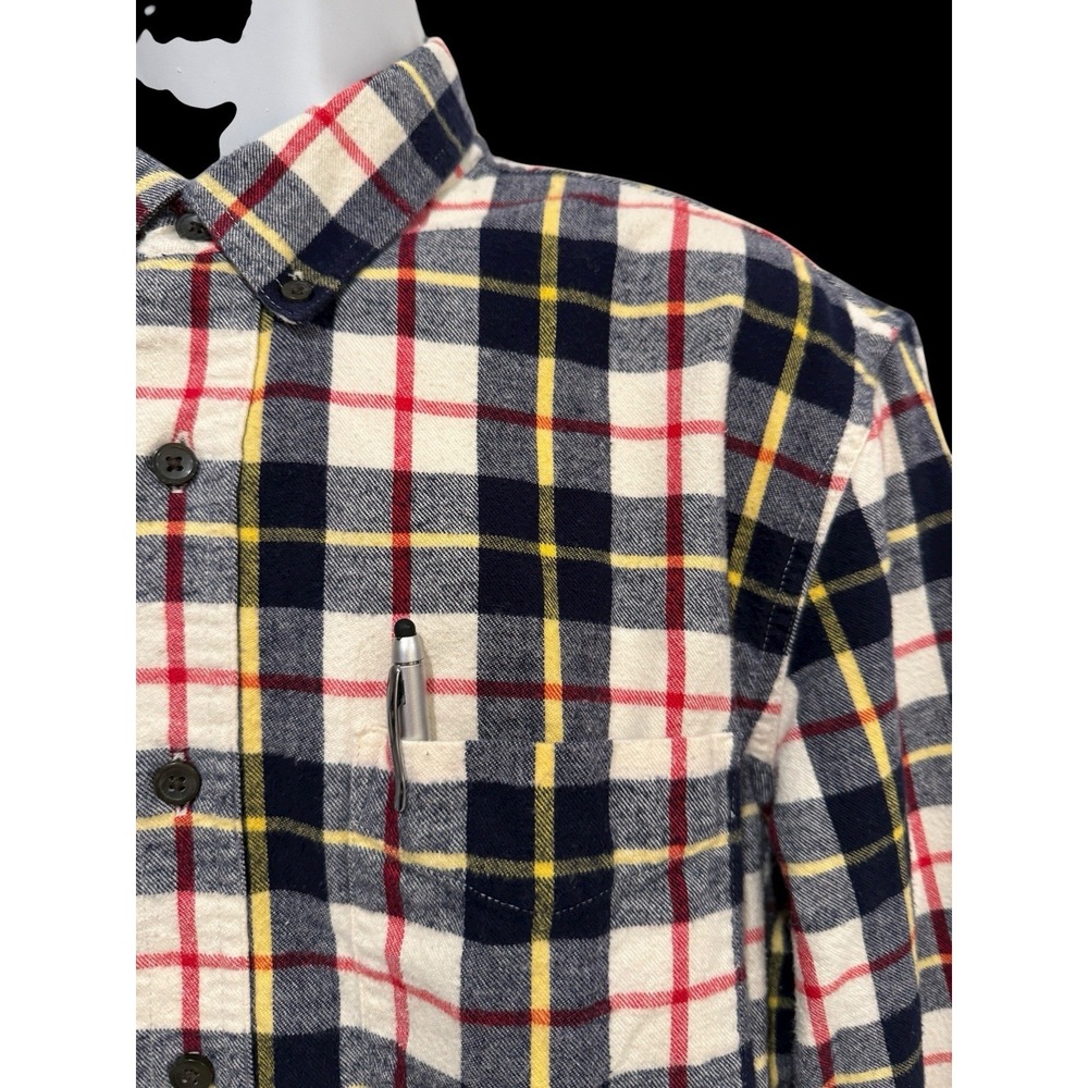 L.L.Bean Shirt Mens Large Tall Blue Plaid Slightly Fitted Flannel Cotton Chamois